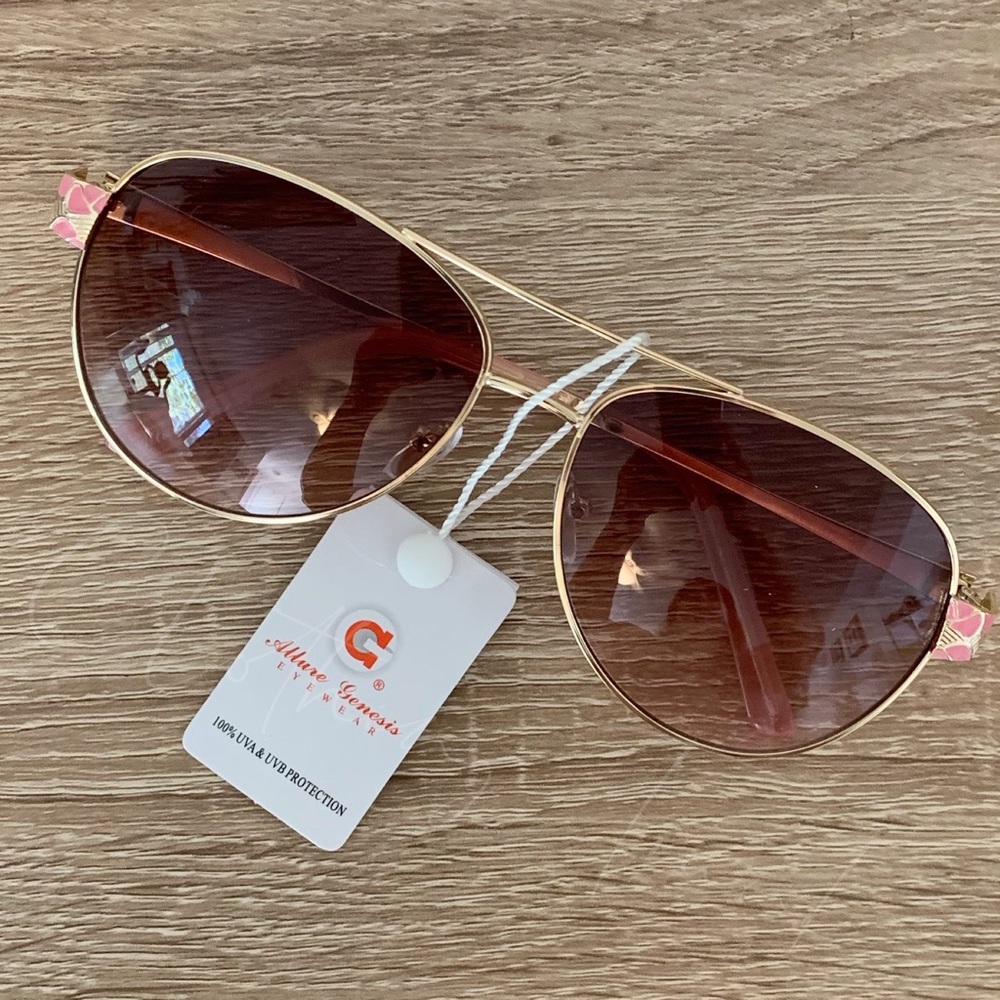 Allure Genesis Pink & Gold Classic Aviator Sunglasses